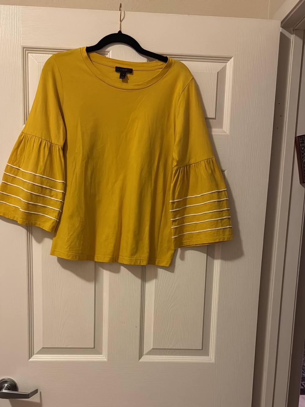 Title:
J.Crew Bell Sleeve Top with Piping Mustard Yellow Size S K1524